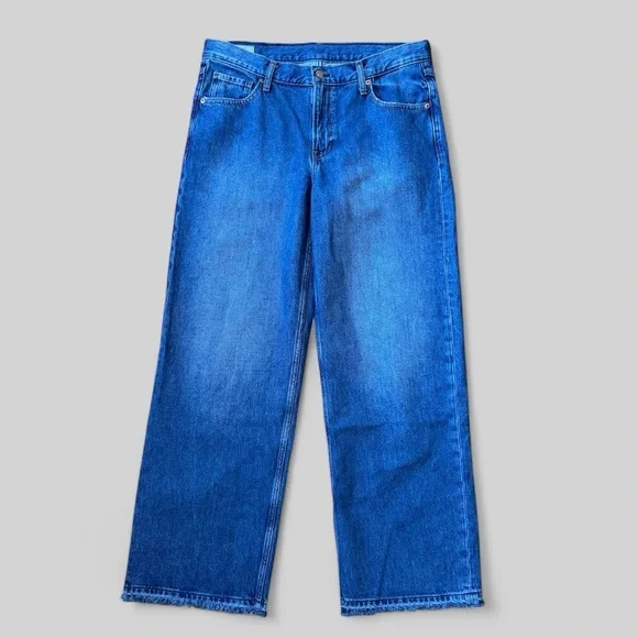 Women’s GAP Low Rise Wide Leg Jeans Ripped Hem (Low Rise Stride) 100% Cotton - Picture 2 of 11